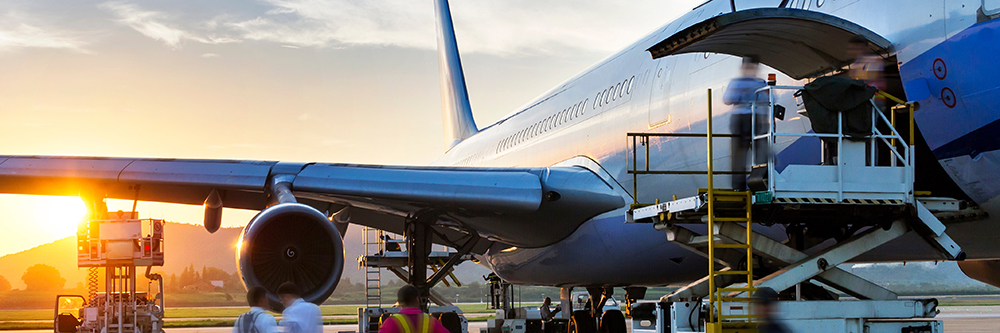 air freight being loaded on a plane